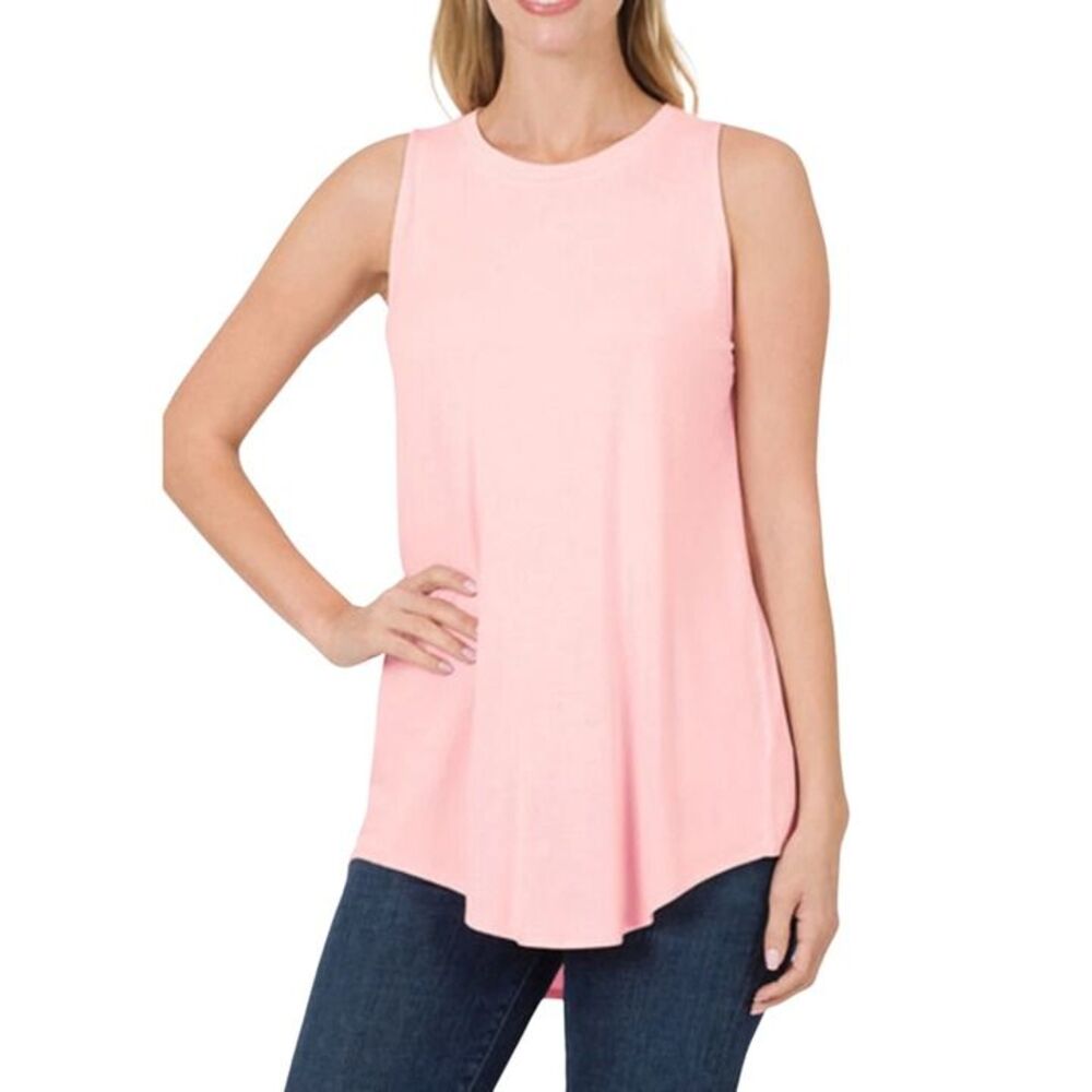 Pink Hi-Low Round Neck Tunic